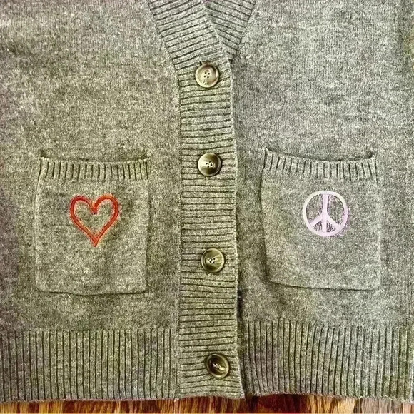 MANGO - OVERSIZED CARDIGAN. WOOL BLEND. SMALL. EMBROIDERED POCKETS - Picture 2 of 11